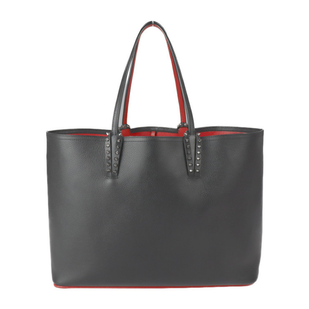 Christian Louboutin Cabata Tote Bag Leather Black Red Silver